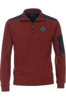 Casa Moda Casual Half-Zip Sweater rood, Effen - thumbnail