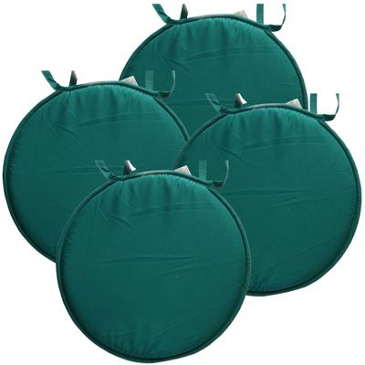 Stof Textile Home stoelkussens - 4x - emerald groen - D40 x H3 cm - voor binnen - rond