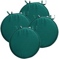 Stof Textile Home stoelkussens - 4x - emerald groen - D40 x H3 cm - voor binnen - rond