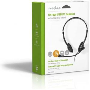 Nedis CHSTU110BK hoofdtelefoon/headset Bedraad Hoofdband Car/Home office USB Type-A Zwart