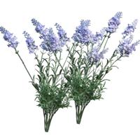 Kunstbloemen bosje Lavendel / Lavendula - 2x - 40 cm - blauw/paars - kunst zijdebloemen