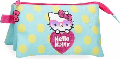 Jim Jam Etui hello kitty pennenetui 3 vakken met 2 ritsen