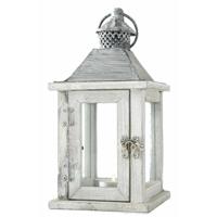 Houten Lantaarn - windlicht kaarsenhouders - wit - 13 x 25 cm