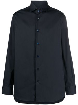 Barba chemise en coton à manches longues - Bleu