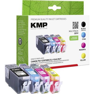 KMP Inktcartridge vervangt Canon PGI-525PGBK, CLI-526C, CLI-526M, CLI-526Y Compatibel Combipack Zwart, Cyaan, Magenta, Geel C81V 1513,0050
