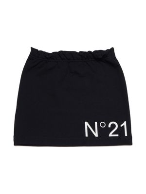 Nº21 Kids jupe en coton à logo imprimé - Noir