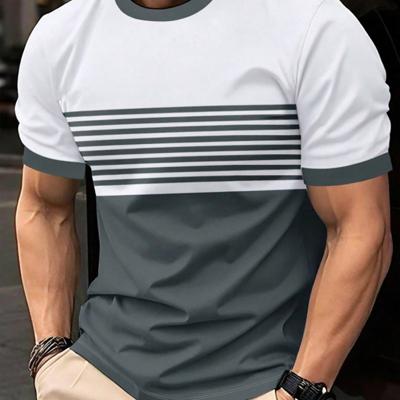 Bon&Bon Homme Men's Color-Block Striped Short Sleeve Casual T-Shirt Multicolor-6 / XL