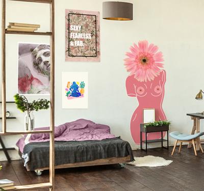 Abstracte Vrouw met Bloemenhoofd Poster