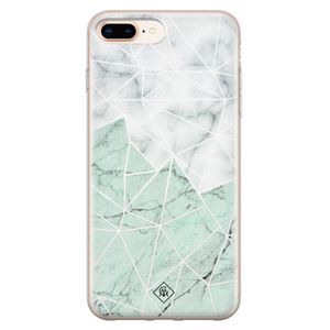 iPhone 8 Plus/7 Plus siliconen telefoonhoesje - Marmer mint mix