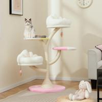 Meerlagige Kattenboom Schattige Kattentoren met 2 Zitstokken 2 Platforms Hangende Ballen Sisal Krabpaal Klimrek voor Binnenkatten