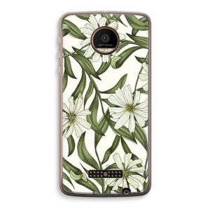 Wit bloemenpatroon: Motorola Moto Z Force Transparant Hoesje