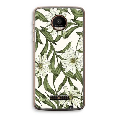Wit bloemenpatroon: Motorola Moto Z Force Transparant Hoesje