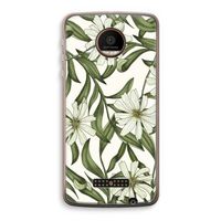 Wit bloemenpatroon: Motorola Moto Z Force Transparant Hoesje