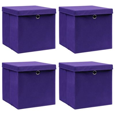 VidaXL Opbergboxen met deksel 4 st 28x28x28 cm paars