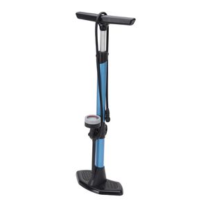 Zwart/blauwe fietspomp staand met drukmeter 67 cm   -