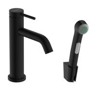Hansgrohe Tecturis S ééngreeps wastafelkraan 110 met bidet handdouche en doucheslang 160 cm, mat zwart Hansgrohe Tecturis S ééngreeps wastafelkraan 110 met bidet handdouche en doucheslang 160 cm, mat zwart