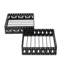 Boltze Home Servethouder zwart metaal met kerstdecor