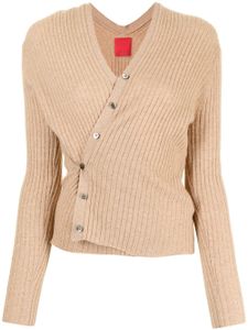 Cashmere In Love cardigan crop Inez en maille nervurée - Marron