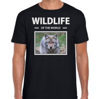 Wolf t-shirt met dieren foto wildlife of the world zwart voor heren