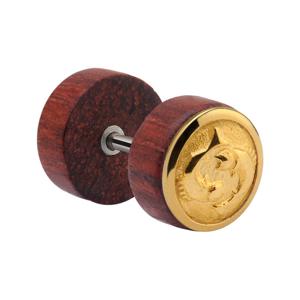 Fake plug met staal accessoire Mahogany/Chirurgisch staal 316L Fake Piercings