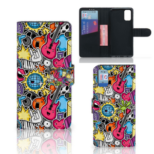 Samsung Galaxy A41 Wallet Case met Pasjes Punk Rock