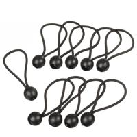 Bevestigingsband elastisch - 10x - zwart - kunststof - 13 cm - met kogelstopper