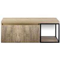 Frozen 3D Badmeubelset 120 cm - Greeplijst in Kleur - Zwart Frame - Wastafelbovenblad French Oak