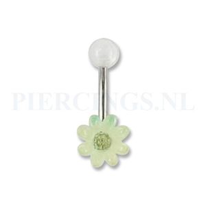 Navelpiercing acryl bloem transparant-groen