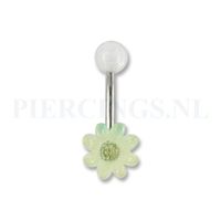 Navelpiercing acryl bloem transparant-groen