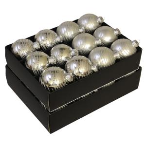 Gedecoreerde kerstballen - 24x st - zilver - D7,5 cm - glas - luxe - kerstversiering