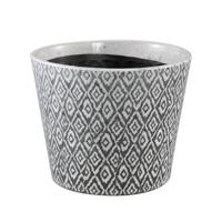 PTMD Beire Black white terracotta pot round ikat print