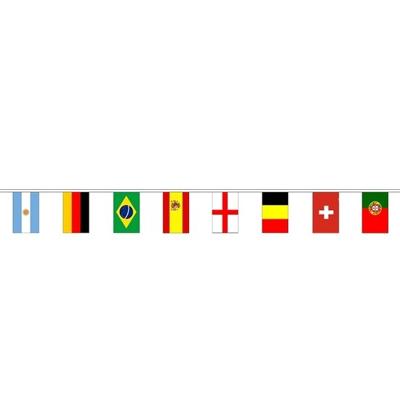 Internationale vlaggenlijn landen thema - 20 meter - 32 landen - polyester