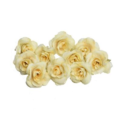 10 sets 4cm kunstmatige bloem Silk Rose Flower hoofd voor bruiloft partij Home Decoratie (geel)
