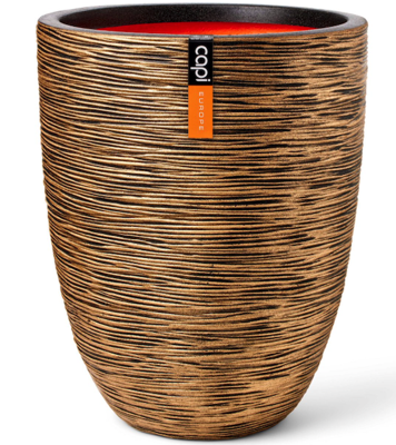 Vaas elegant laag rib d46xh58 cm zwart goud - Capi europe