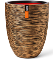 Vaas elegant laag rib d46xh58 cm zwart goud - Capi europe