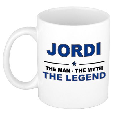 Jordi The man, The myth the legend collega kado mokken/bekers 300 ml