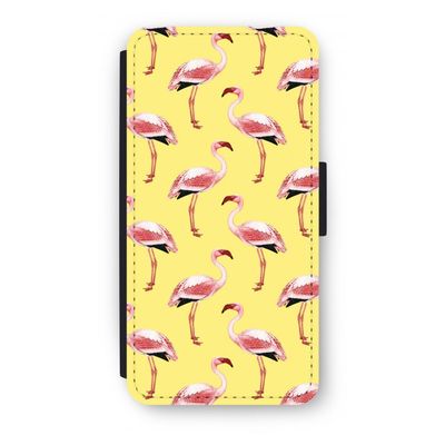 Flamingo's geel: iPhone 7 Plus Flip Hoesje
