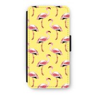Flamingo's geel: iPhone 7 Plus Flip Hoesje