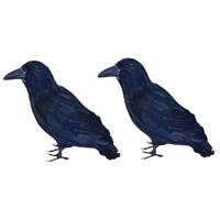 Horror decoratie raaf/kraai - 2x - zwart - 30 cm - Halloween Vogels Horror decoratie raaf/kraai - 2x - zwart - 30 cm - Halloween Vogels