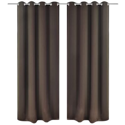 VidaXL Gordijnen met metalen ringen verduisterend 135x175 bruin 2 st