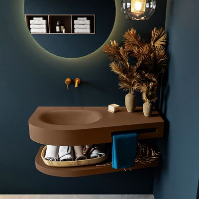 MONDIAZ RIVA 100cm Wastafel met planchet kleur Rust. Wastafel DULCET links 0 kraangaten kleur Rust. MONDIAZ RIVA 100cm Wastafel met planchet kleur Rust. Wastafel DULCET links 0 kraangaten kleur Rust.