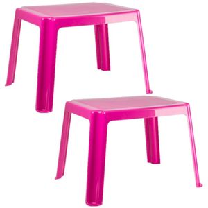 2x stuks kunststof kindertafels roze 55 x 66 x 43 cm