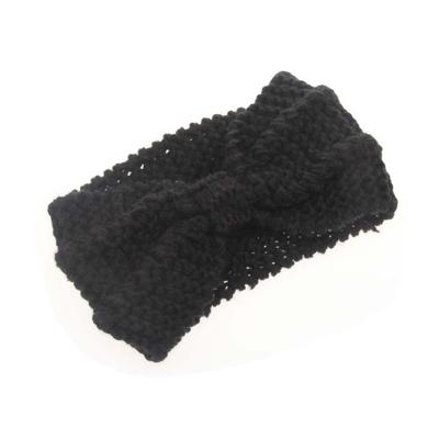 Winter gebreide hoofdband tulband vrouwen haak Bow breed stretch Hairband Zandana (zwart)