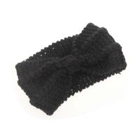 Winter gebreide hoofdband tulband vrouwen haak Bow breed stretch Hairband Zandana (zwart)