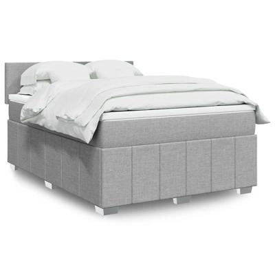 Boxspring met matras stof lichtgrijs 140x200 cm