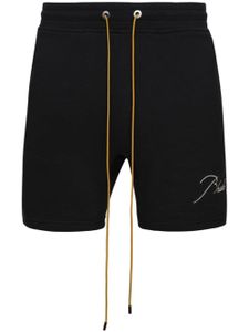 RHUDE short de sport en coton à logo brodé - Noir