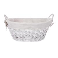 Rieten mand met handvaten - wit riet - 58 x 45 x 32 cm - opbergmand