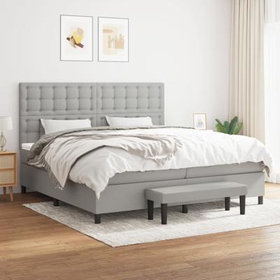 Boxspring met matras stof lichtgrijs 200x200 cm