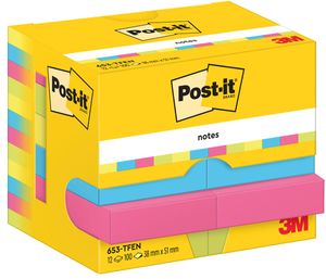 Post-It Notes Vitality, 100 vel, ft 38 x 51 mm, pak van 12 blokken