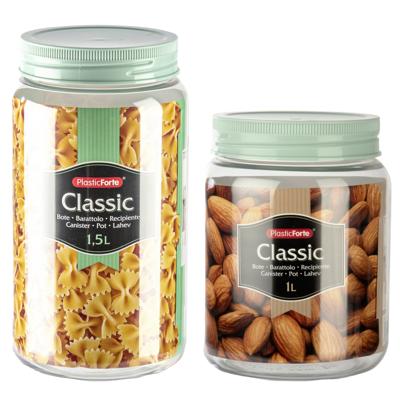 Plasticforte - Voordeelset 12x kunststof keuken voorraadpotten - weckpotten - 1.0 en 1.5 liter